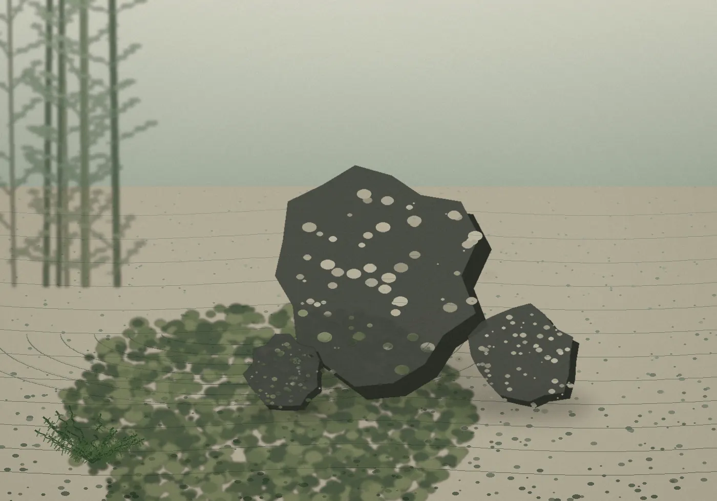 Natural stone composition in gravel