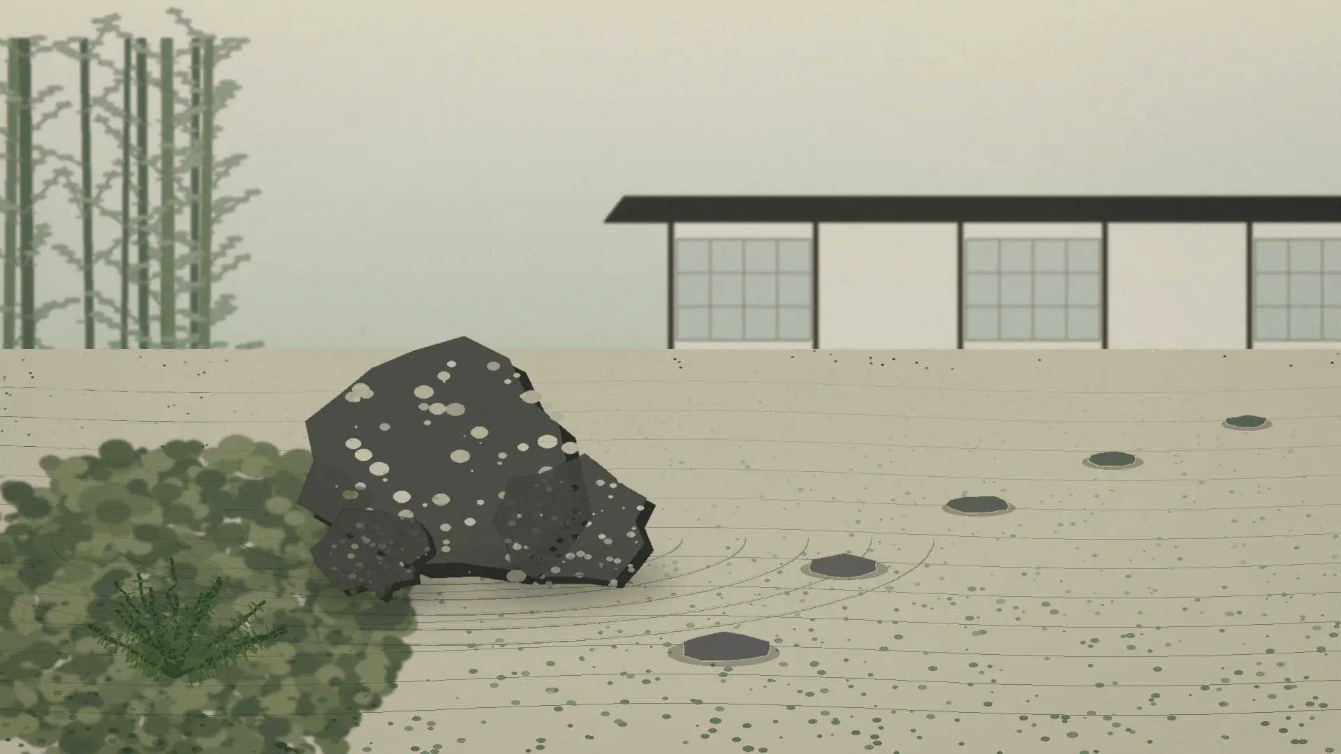 Quiet Japanese zen garden at morning