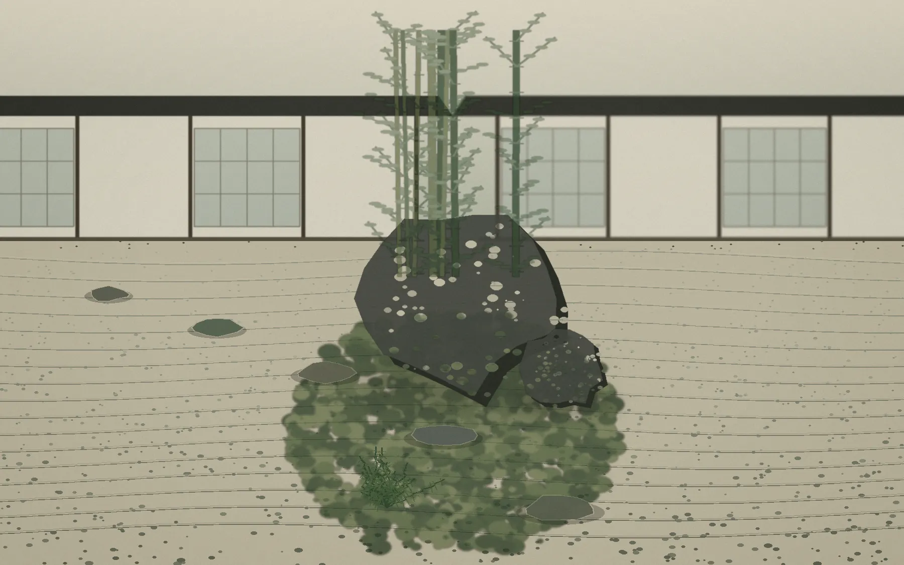 Compact zen courtyard by a home